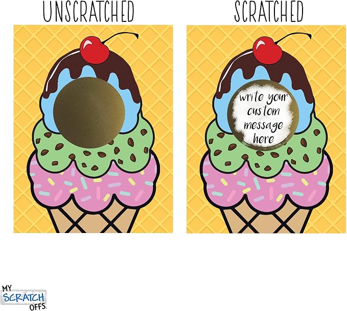 My Scratch Offs 20 Pack Ice Cream Cone Note Cards & Stickers Make Your Own DIY - Image 4