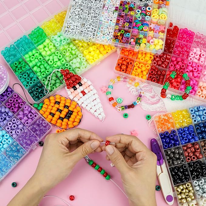 5 Boxes Bracelet Making Kit Pony Beads, 96 Colors 3500Pcs Kandi Beads - Image 2