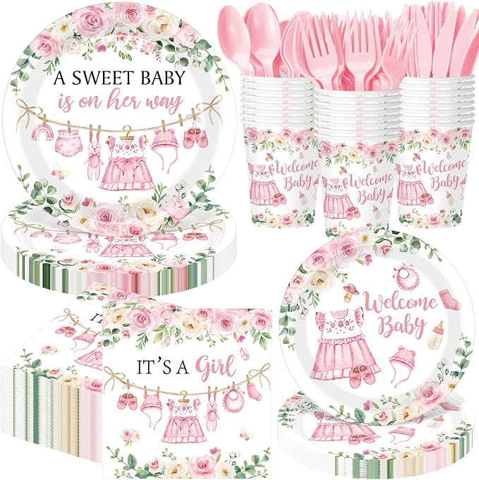 Pickmesh 400 Pcs Floral Baby Shower Party Decoration Include A Sweet Baby ls on by Pickmesh