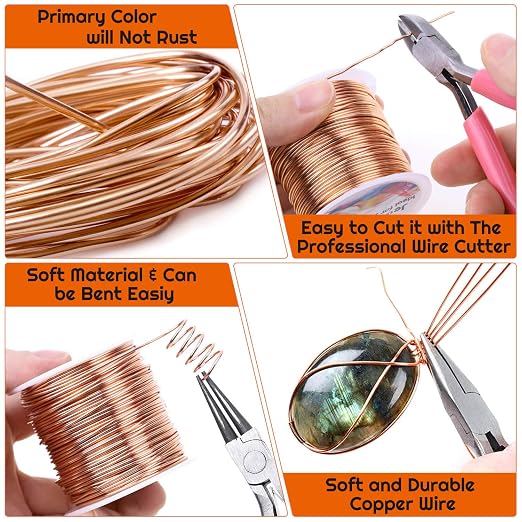 anezus 20 Gauge Jewelry Wire, 28 Yards Craft Wire Tarnish Resistant Copper - Image 3