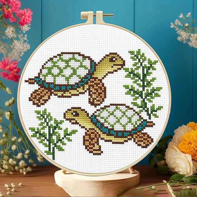 Zhenqing Two Turtles Stamped Cross Stitch Kit - Image 2