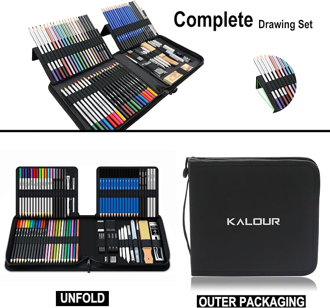 KALOUR 82 Pack Drawing Sketching Kit, Pro Art Supplies - Image 6