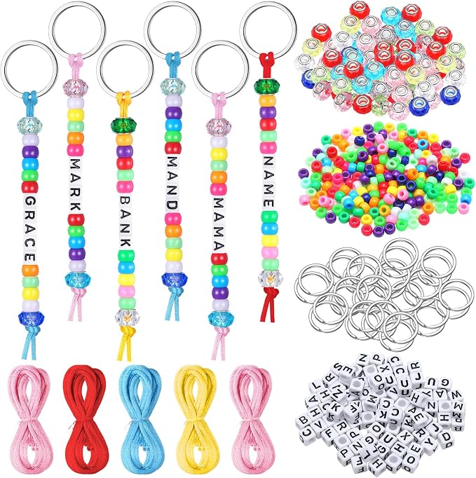 Landical 564 Pcs DIY Bead Keychain Kit Key Chain Making Craft Adjustable Letter - Image 8