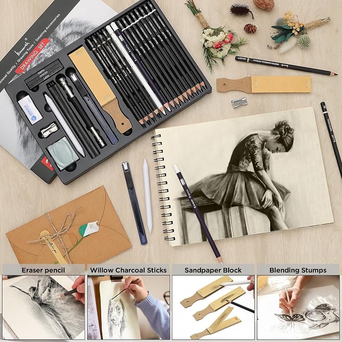 Brusarth Charcoal Pencils for Drawing, Professional Drawing Sketch Pencils - Image 5