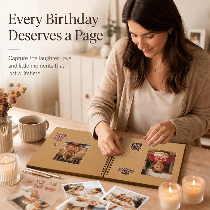 DIY Scrapbook Album 10x10 Inch 100 Pages, Hardcover Kraft Paper | Photo Book - Image 5