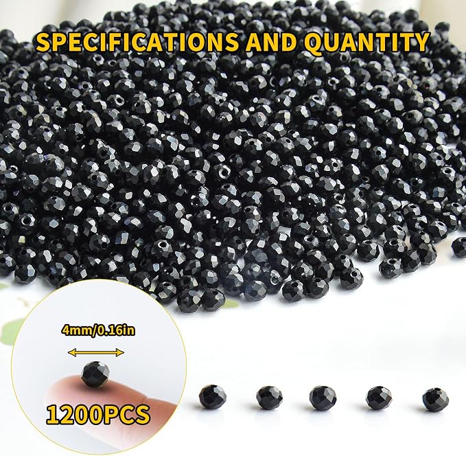 1200Pcs 4mm Crystal Glass Beads - Image 2