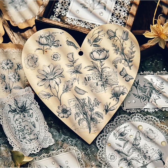 2 Sheets Vintage Floral Rub On Transfer Stickers, - Image 8