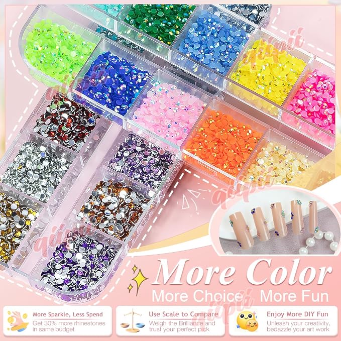 qiipii 24 Color 2mm Small Resin Rhinestones - Image 3