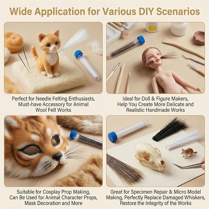 900 Pieces 7.5cm Professional Plastic Craft Whiskers, Soft Sculpture and Art - Image 6