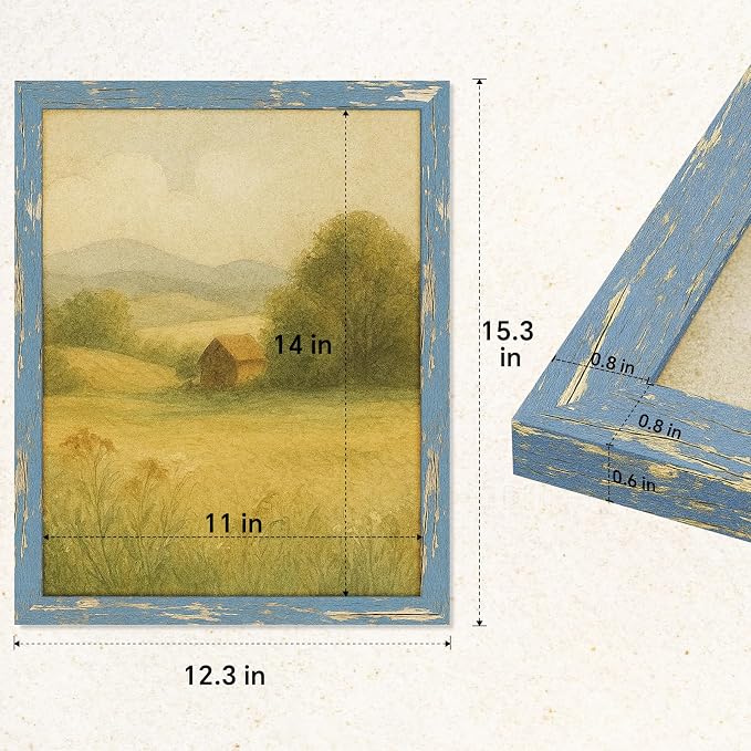 puthiac 11x14 Rustic Farmhouse Picture Frame, Denim Blue, 1 Pack | Distressed - Image 5