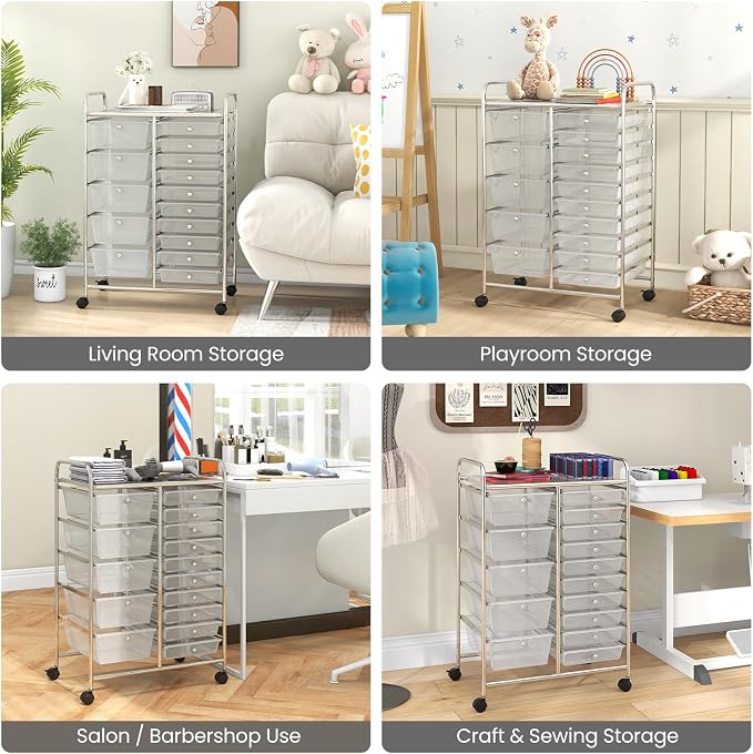 BECOMFORT 15-Drawer Rolling Cart - Image 8