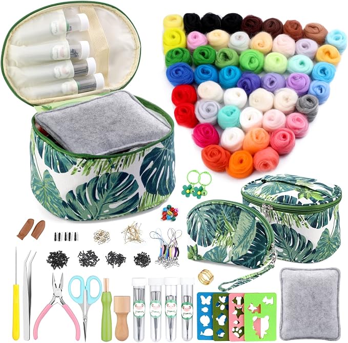 IMZAY 304 Pcs Needle Felting Kit, Wool Roving 50 Colors Set, Needle Felting by Imzay