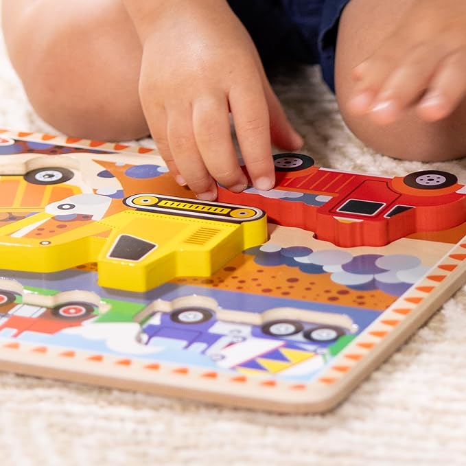 Melissa & Doug Construction Vehicles Wooden Chunky Puzzle - Image 8
