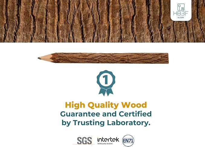 BSIRI Wooden Pencils Rustic Bark Twig Natural Wood Pencil 12 Pack 5 Inch - Image 3
