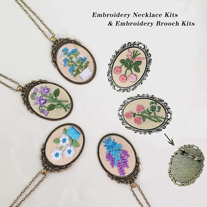 ZOCONE 6 Packs Embroidery Necklace Kits, Embroidery Pendant Kit Mini Cross - Image 4