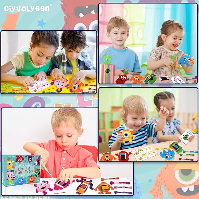 CiyvoLyeen Kids Sewing Kit Crafts – Little Monsters Felt Plush DIY Craft Adopt - Image 2
