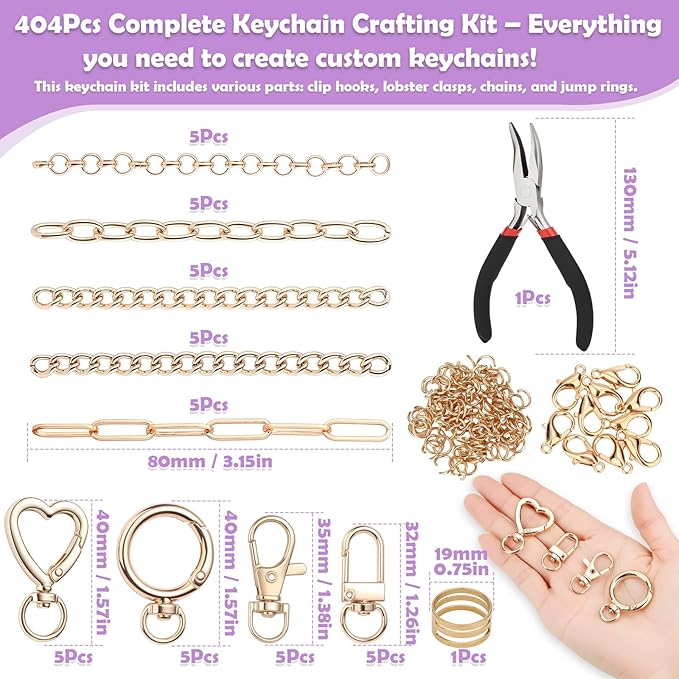 selizo 404Pcs Charms Lip Gloss Keychain Making Kit, DIY Craft Supplies - Image 3