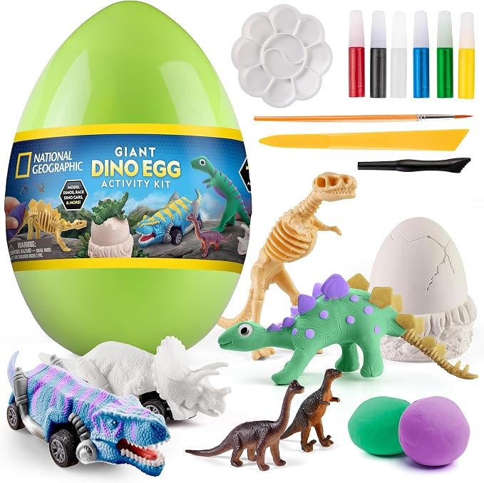 National Geographic Giant Dinosaur Egg Activity Kit – 15+ Dino Crafts, Painting by BlueMarbleToys