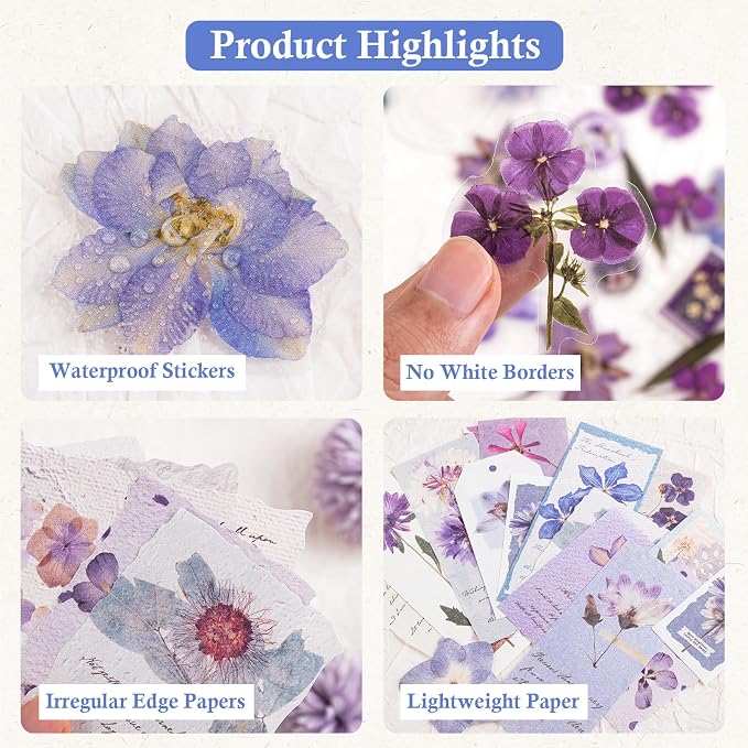 RISYPISY Floral Scrapbook Supplies Kit, Card Making, Art Journal - Image 6