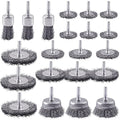 Rocaris 21-Pack Carbon Steel Wire Wheel, Cup, Pen Brush Set with 1/4-Inch Round Shank for Rust Removal, Corrosion and Scrub Surfaces