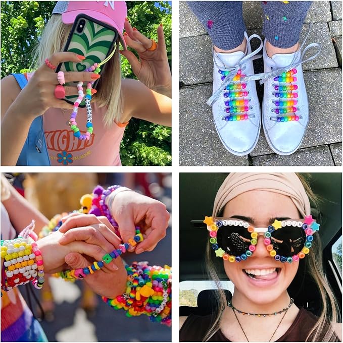 QUEFE Bracelet Making Kit 6 Boxes 120 Colors Pony Beads Kandi Beads Kit 4700pcs - Image 7