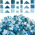 LITMIND 1.1LB Blue Mix Striped Crystal Glass Mosaic Tiles – Assorted Shapes in by LITMIND