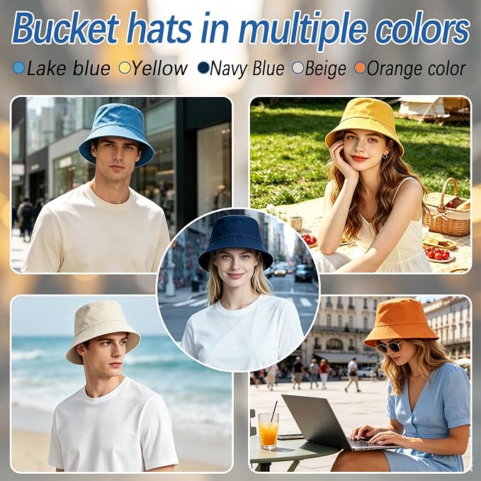 Bucket Hats Bulk Solid Color DIY Blank Hat Bucket Hats - Image 3
