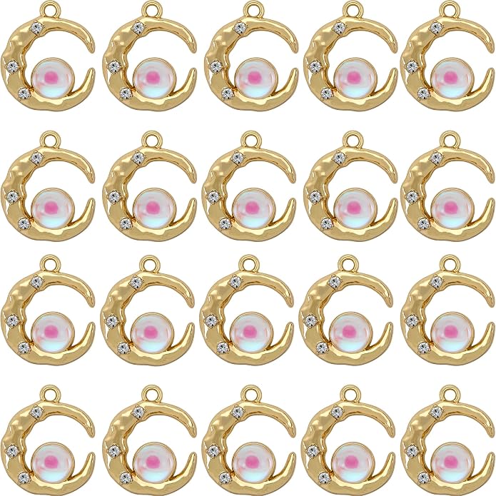 Gold-Tone Moon Charms with Rhinestones by Anjulery