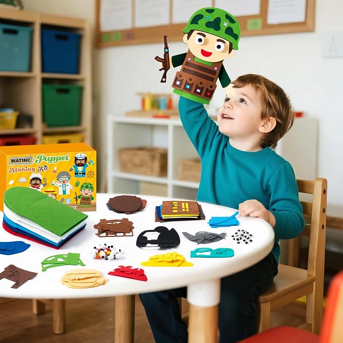 WATINC 6Pcs Hand Puppet Making Kit, Art Craft Felt Sock Puppet Toys, Creative - Image 5