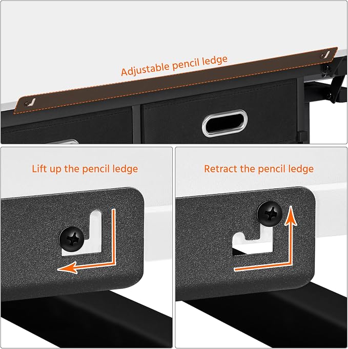 Yaheetech Adjustable Drafting Table Art Desk, Storage Drawers & Stool - Image 9