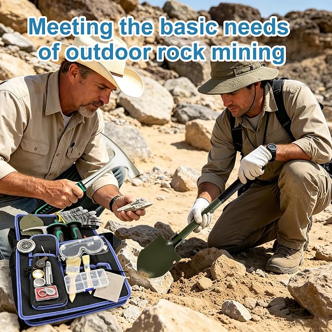 25PCS Rock Hammer Kit for Rock Hounding, Complete Geology Kit - Image 6