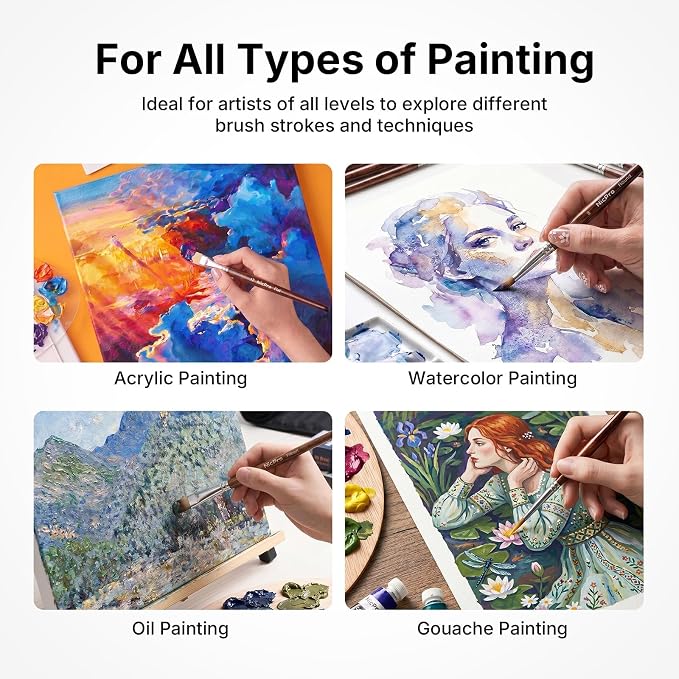 Nicpro 30pcs Paint Brush Set, Professional Acrylic Paint Brushes - Image 6