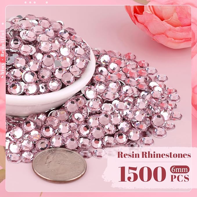 1500PCS 6mm Resin Rhinestones in Bulk, Bedazzling Flatback Crystals Rhinestones - Image 2