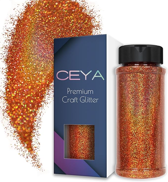 Ceya 3.8oz/ 110g Holographic Ultra Fine Glitter Powder Laser Orange Glitter by CEYA