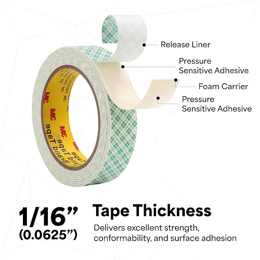 3M 4026 Double Coated Urethane Foam Tape, 0.75 in x 5 yd, 1 Roll - Image 3