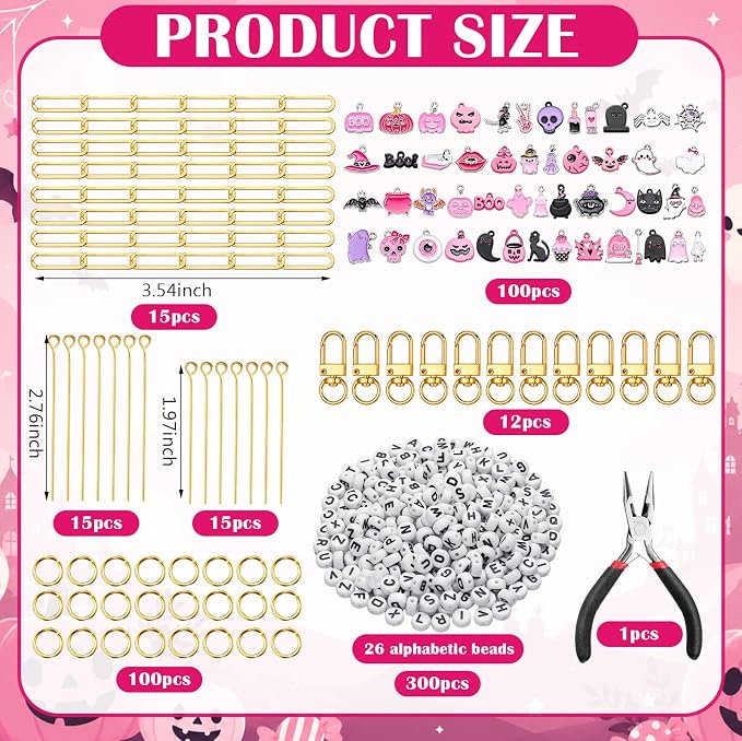 CraftyDream 558 Pcs Pink Halloween Charms - Image 2