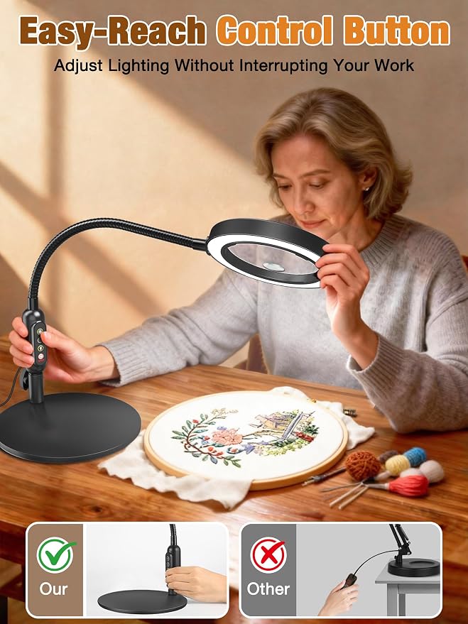 30X 10X Magnifying Glass with Light and Stand, 5 Color Modes Stepless Dimmable - Image 5