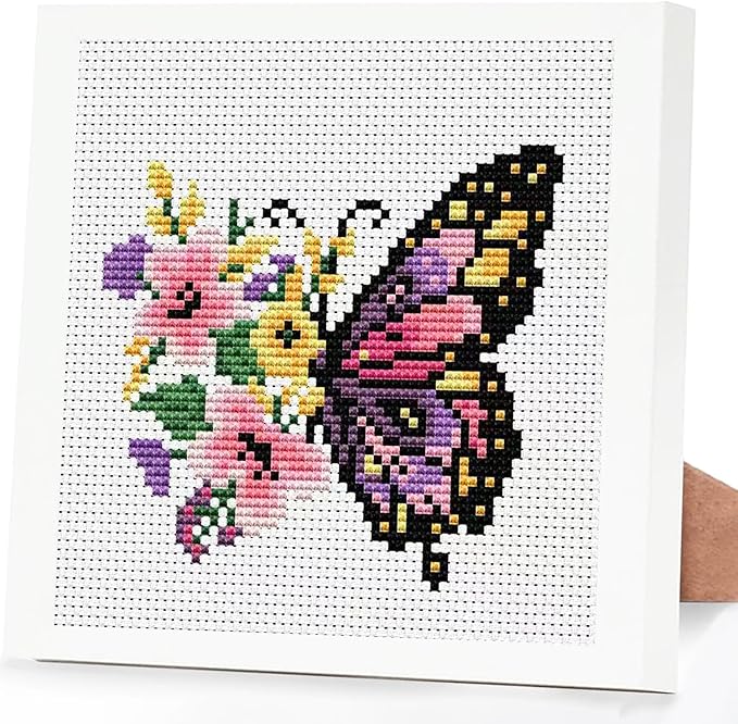 Tiwabb Cross Stitch Kits for Adults Beginners, Butterfly Flower Stamped Cross by DIYHomeDecor