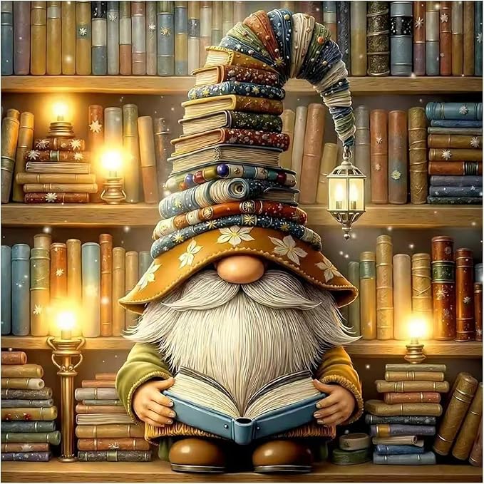 Book Gnome Cross Stitch Kits, Book Gnome Cross Stitch Patterns, Dimensions by Unknown