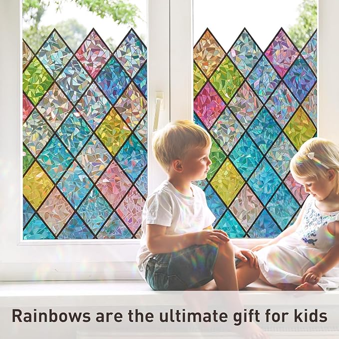 Sunbaby Window Privacy Film Stained Glass Decorative Rainbow Window Cling - Image 9