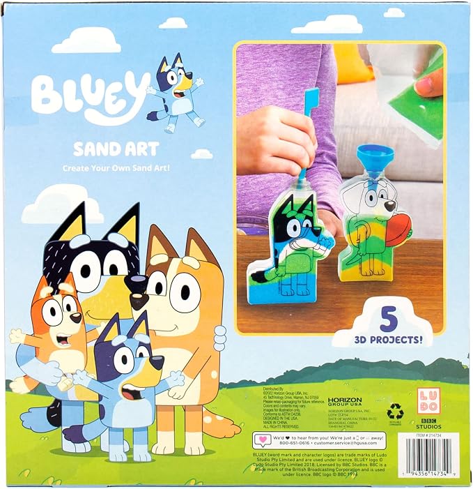 Bluey Sand Art Kit, Includes 5 Sand Art Bottles & 7 Colored Sands, Create Your - Image 8