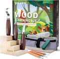 YHLAWM Wood Whittling Kit for Beginners, 18 Pcs Wood Carving Kit with 6 Pcs Carving Knives & 8 Pcs Basswood Blocks, Starters Carving Set, Gift Set for Kids and Adults