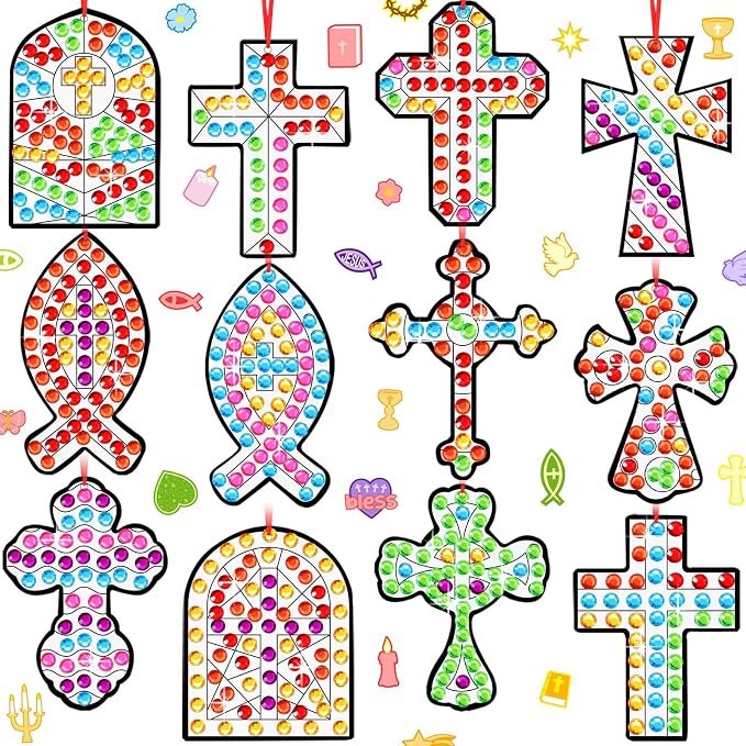 WinnerWhy 36 Set Religious Suncatcher Crafts Cross Diamond Art DIY Christian 5d by WinnerWhy