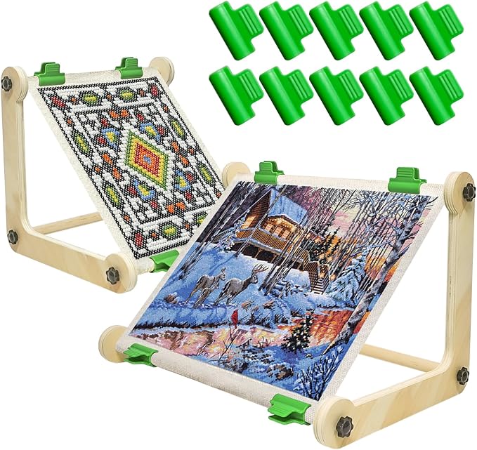 2 Pack Adjustable Wooden Embroidery Stands by Unknown