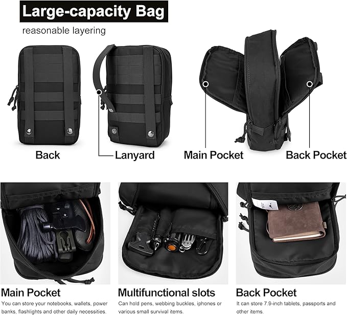 Mardingtop Molle Tactical Utility Pouch, EDC Admin Pouch Bag, Molle Attachment Military Modular Attachment