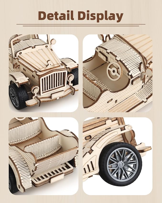 3D Wooden Puzzles Vintage Car Model - Image 4