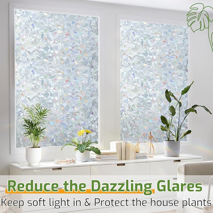 LUTE Rainbow Window Privacy Film, Stained Cling, 17.5" x 118.1" | 3D Decorative - Image 4