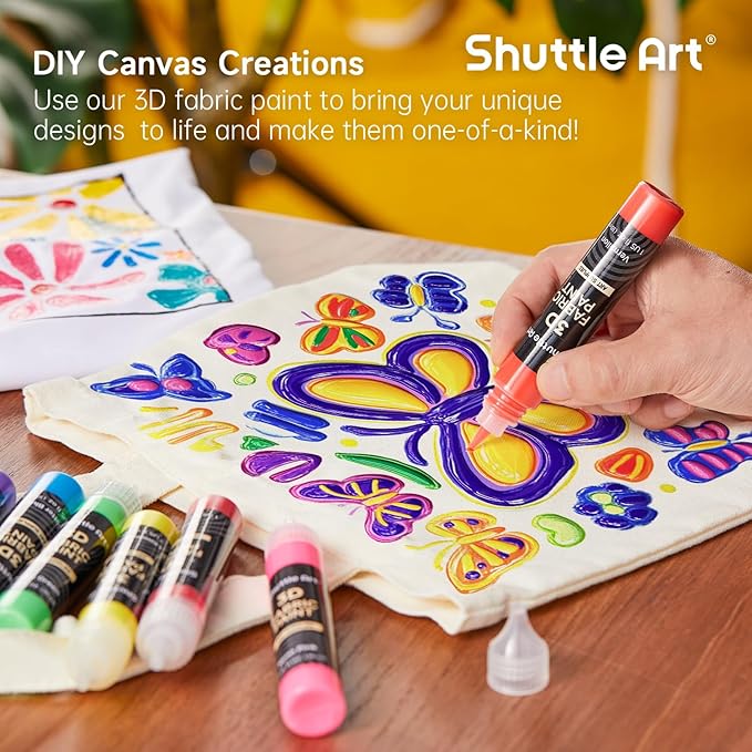 66 Colors Fabric Paint, Shuttle Art 3D Fabric Paint - Image 5
