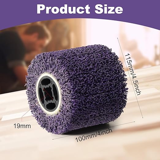 Rocaris 36 Grit Abrasive Drawing Wheel Drum, 4.5"×4" Wire Drawing Polishing Burnishing Wheels, Buffing Wheels for Wood Metal Surface Polishing, Purple