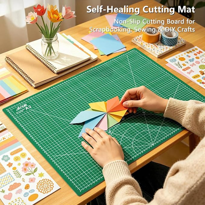 ArtAt Self Healing Cutting Mat: 18″x 24″ Green Double Sided, Non-Slip 5 Layers - Image 4